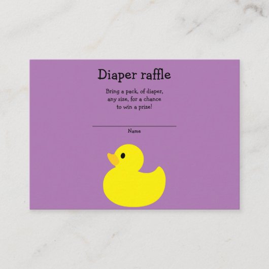 Kaart gele Duck Diaper Raffle Enclosure (Voorkant)
