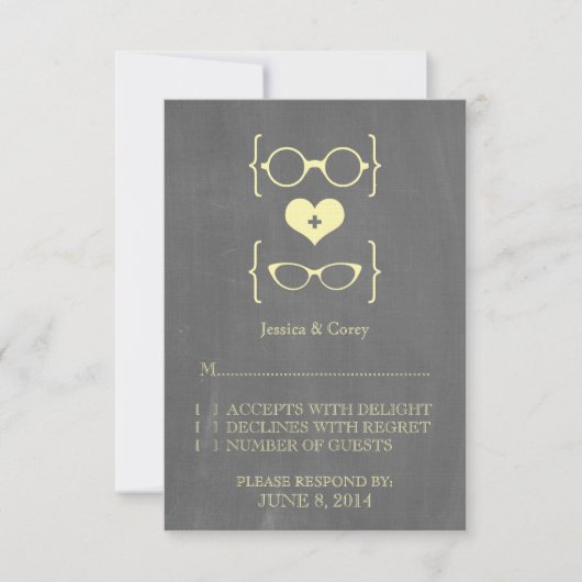 Kaart gele geeky Glassen Chalkboard Response (Voorkant)