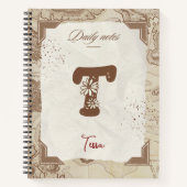 kaart gepersonaliseerd met Initiaal T Notitieboek (Voorkant)