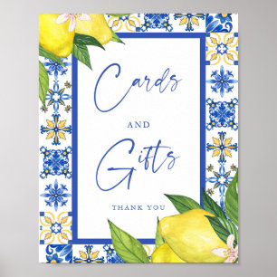 Kaart & Geschenken Blauwe Tegels Citroenen Vrijgez Poster