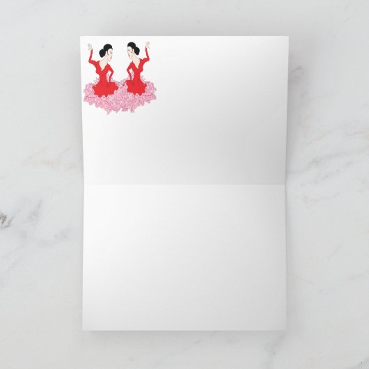 Kaart gevouwen noot ; Spaanse dansers (Binnen)