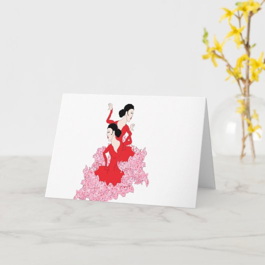 Kaart gevouwen noot ; Spaanse dansers (Gele Bloem)