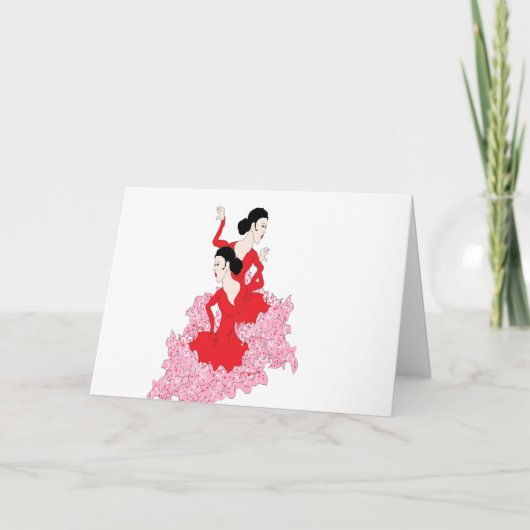 Kaart gevouwen noot ; Spaanse dansers (Voorkant)