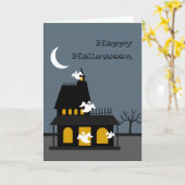 Kaart Ghosted Haunted House Halloween (Gele Bloem)