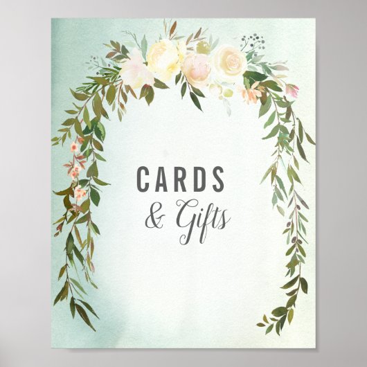 Kaart & Gifts Green White Rose Baby Sprinkle Showe Poster (Voorkant)