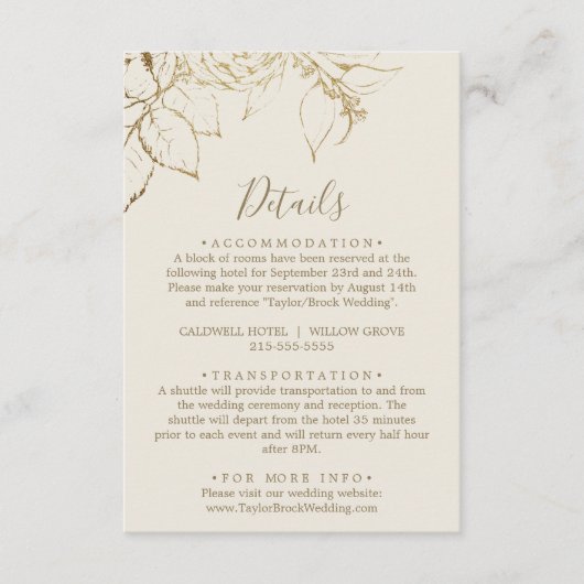 Kaart Gilded Floral Cream & Gold Details Enclosure (Voorkant)