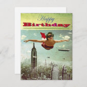 Kaart -Girl Flying Holiday (Voorkant / Achterkant)