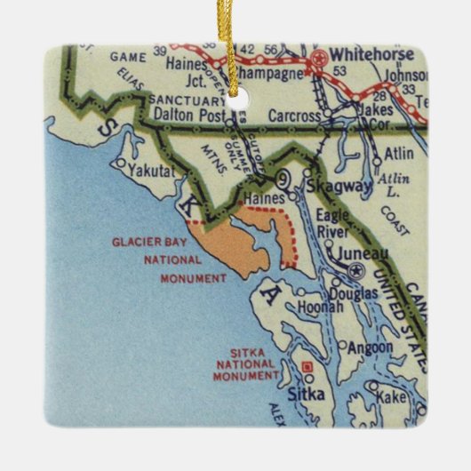  kaart Glacier Bay Keramisch Ornament (Voorkant)