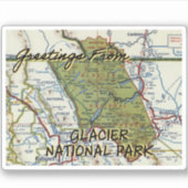  kaart Glacier National Park Sticker (Voorkant)