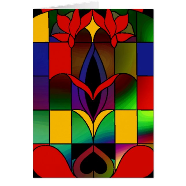 Kaart  Glas in lood Rood (Voorkant)