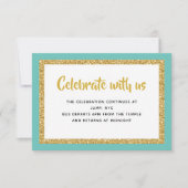 Kaart Glittery Gold en Blauwgroen uitnodiging (Voorkant)