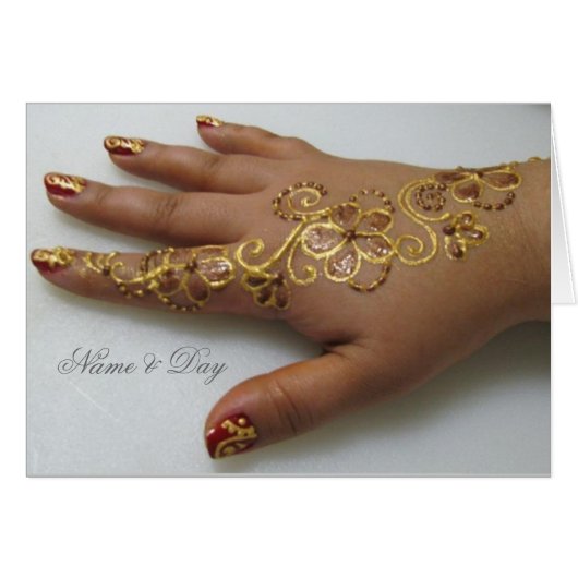 Kaart Gold Mehndi Hand (Voorkant Horizontaal)