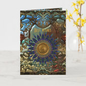 Kaart Gold Metal Art Nouveau Beste wensen verjaard (Gele Bloem)