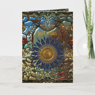 Kaart Goud Metaal Art Nouveau Beste Wensen Verjaar