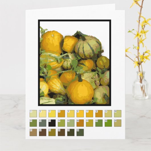 Kaart - Gourd Harvest Paint by Number. (Gele Bloem)