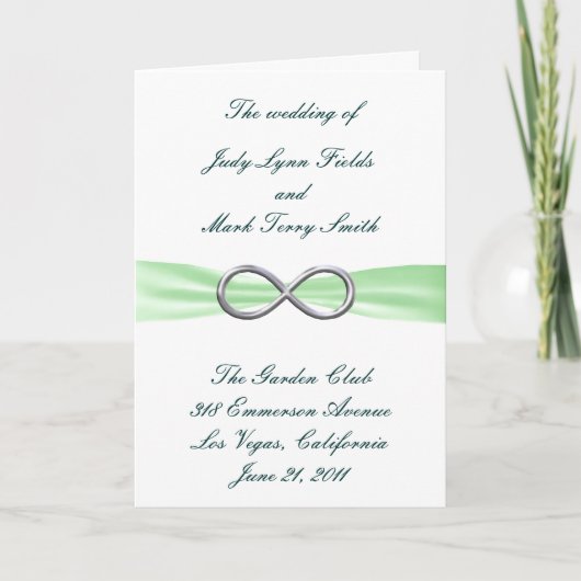 Kaart Green Infinity Wedding Program (Voorkant)
