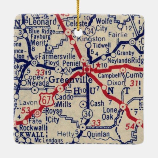 Kaart Greenville TX 1941 Keramisch Ornament (Achterkant)