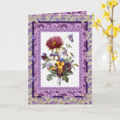 Kaart Greeting  Floral Mauve Flowers (Gele Bloem)