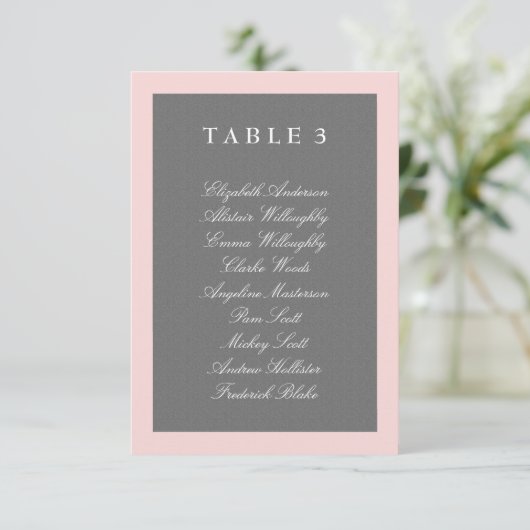 Kaart grijs- en Blush roze tabelplan (Staand voorkant)