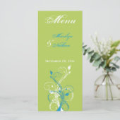 Kaart Groen, Blauw en Wit Floral Menu (Staand voorkant)