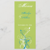 Kaart Groen, Blauw en Wit Floral Menu (Voorkant)