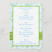 Kaart Groen, Blauw en Wit Floral Wedding Menu (Achterkant)