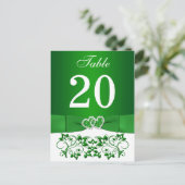 Kaart groen, wit Floral Table Number (Staand voorkant)