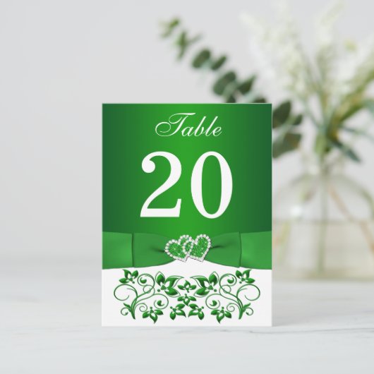 Kaart groen, wit Floral Table Number (Staand voorkant)
