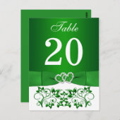 Kaart groen, wit Floral Table Number (Voorkant / Achterkant)