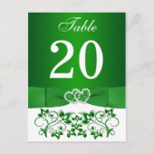 Kaart groen, wit Floral Table Number (Voorkant)