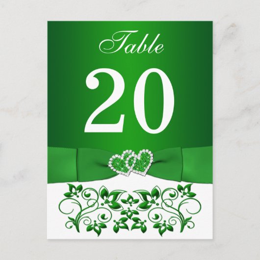 Kaart groen, wit Floral Table Number (Voorkant)