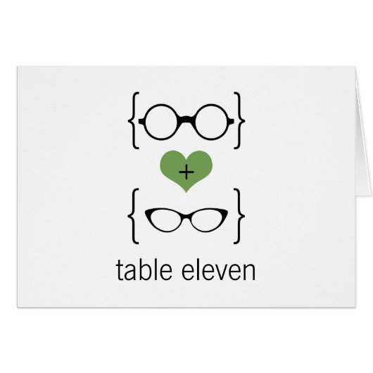 Kaart Groene geeky Glasses Table Number (Voorkant Horizontaal)