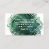 Kaart Groene Gold Paint Wedding Registry Enclosure Visitekaartje (Achterkant)