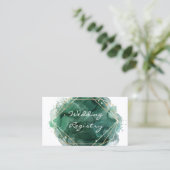 Kaart Groene Gold Paint Wedding Registry Enclosure Visitekaartje (Staand voorkant)