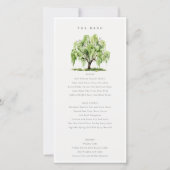 Kaart Groene Waterverf Willow Tree Wedding Menu (Voorkant)