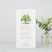 Kaart Groene Waterverf Willow Tree Wedding Menu (Staand voorkant)