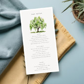 Kaart Groene Waterverf Willow Tree Wedding Menu