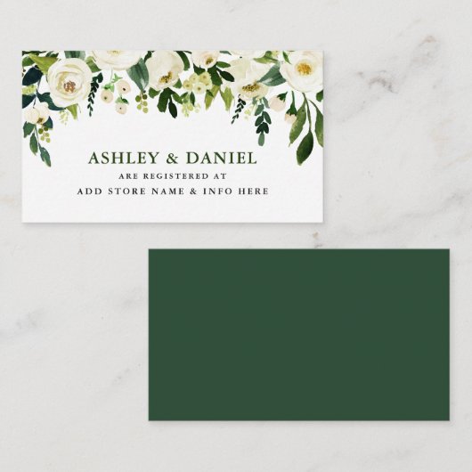 Kaart Groene witte Floral bruiloft register invoeg (Voorkant / Achterkant)