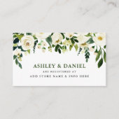 Kaart Groene witte Floral bruiloft register invoeg (Voorkant)