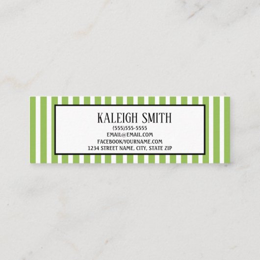 Kaart Groene witte streped Afstuderen invoegen Contactkaartje (Achterkant)