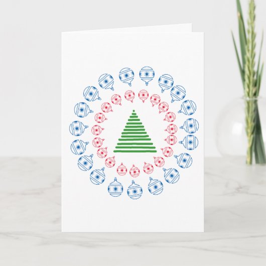 Kaart - Groet - Kerstboom en Decoraties (Voorkant)