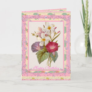 Kaart Groet Oude Bloemen Roze Bloemen