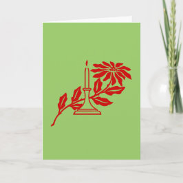 Kaart - Groet - Rode kaars en Poinsettia