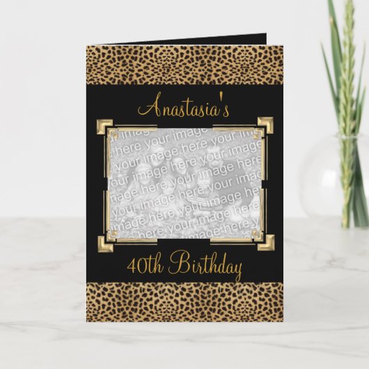 Kaart Groeten Zwart Dierenprint Evenement Foto (Voorkant)