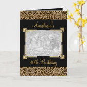 Kaart Groeten Zwart Dierenprint Evenement Foto (Gele Bloem)