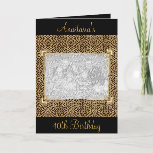 Kaart Groetjes Zwart Dier Print Event Foto (Voorkant)