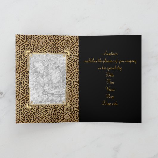 Kaart Groetjes Zwart Dier Print Event Foto (Binnen)