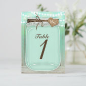Kaart groot Mason Jar & Lights Mint Table Number (Staand voorkant)