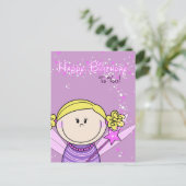 kaart - happy birthday - engeltje (Staand voorkant)