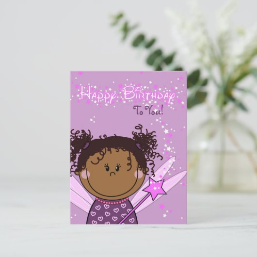 kaart - happy birthday - engeltje (Staand voorkant)